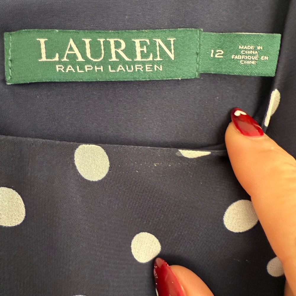 Ralph Lauren Navy and White Polka Dot Dress - Picture 5 of 5